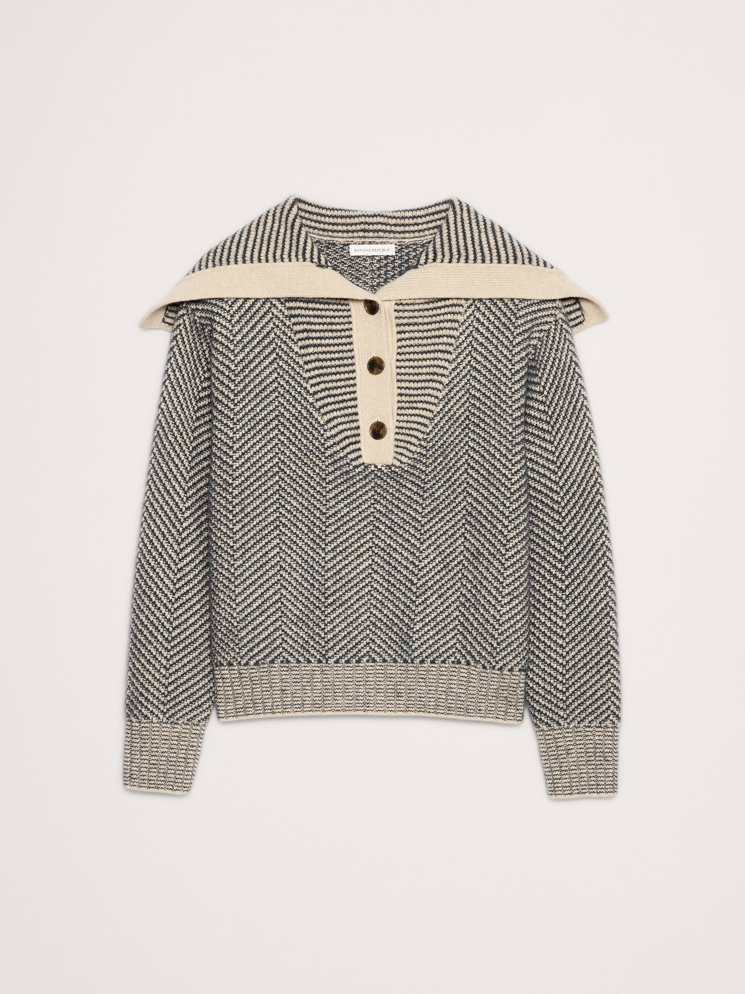 Image number 4 showing, Herringbone Jacquard Sailor Sweater