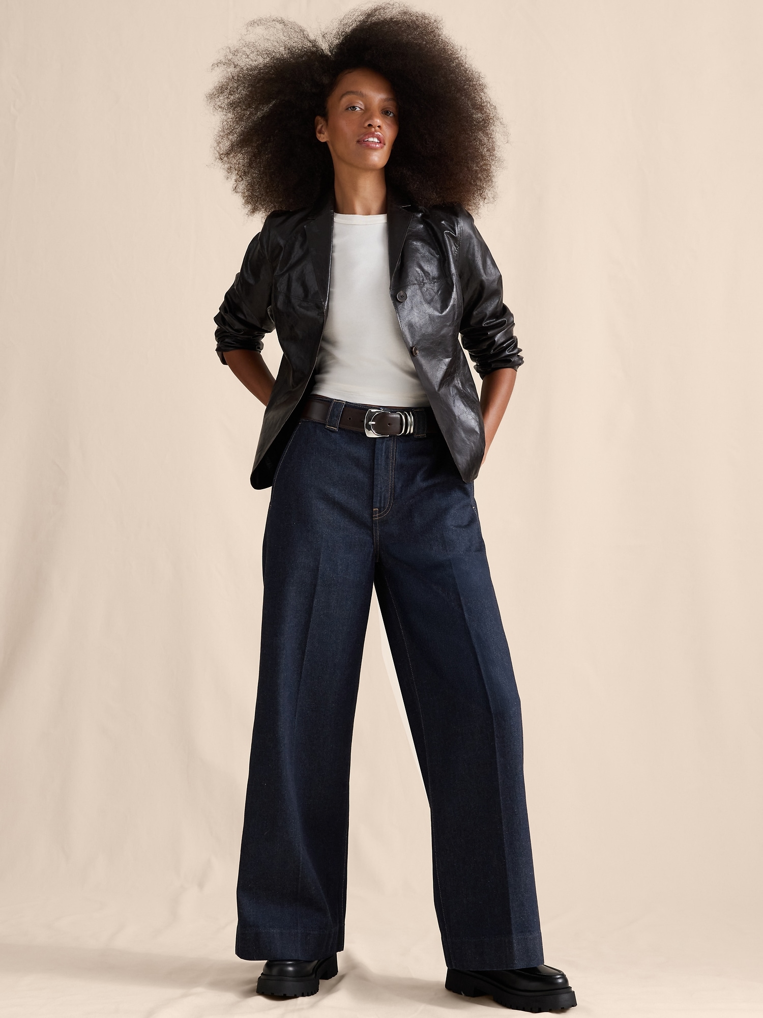 Mid-Rise Palazzo Jean - Medium Wash