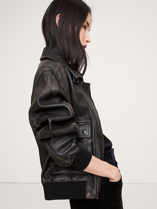 Distressed Leather Flight Jacket | Banana Republic