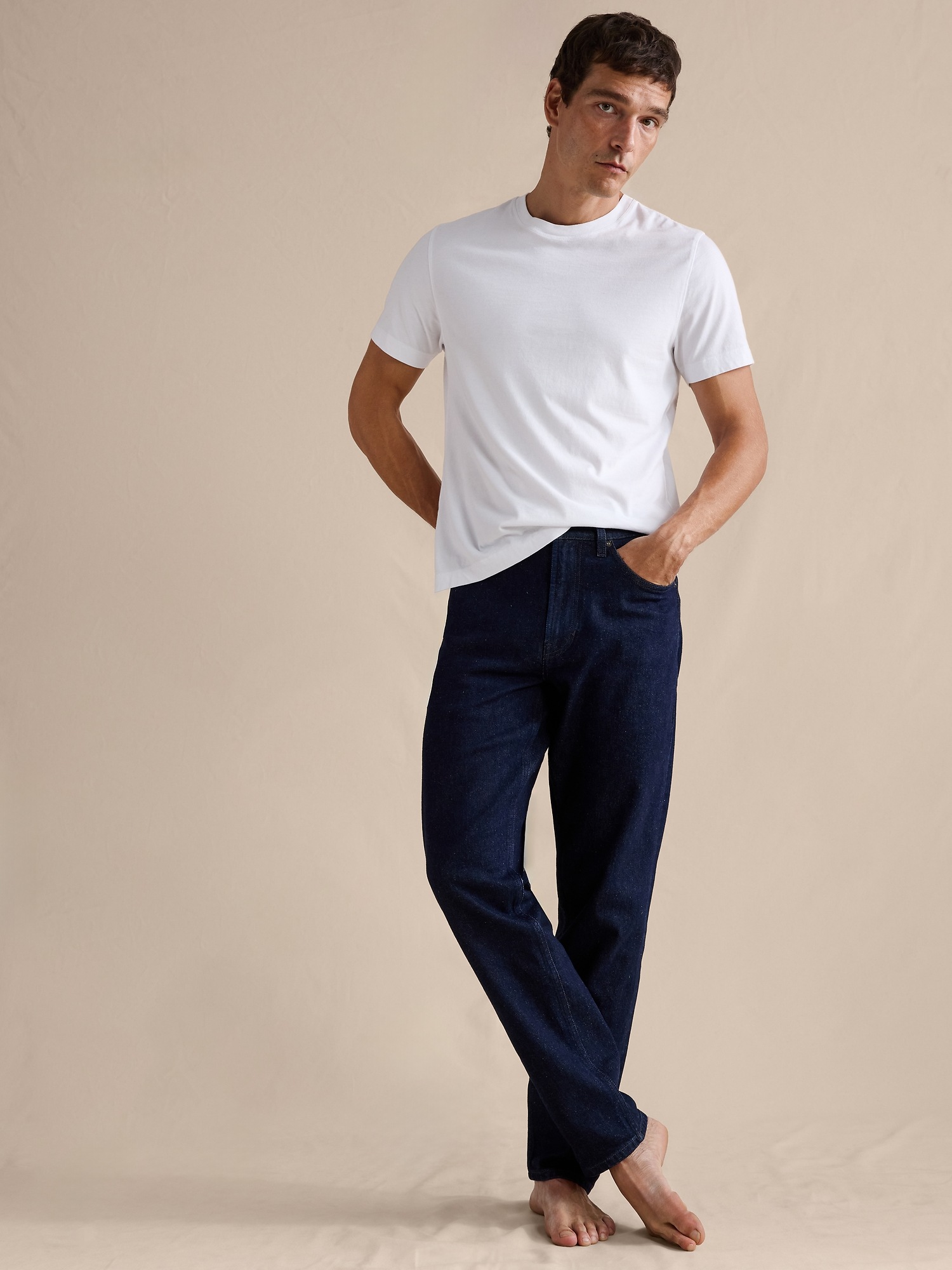 Мужские джинсы Banana Republic Athletic Authentic Denim, цвет: Тёмная варка — фото 4