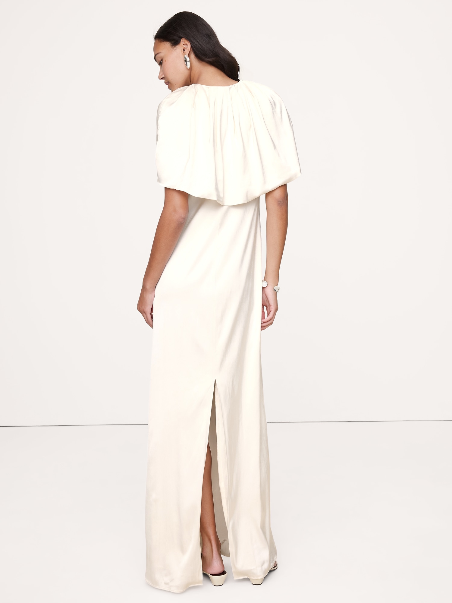 Image number 3 showing, Stretch-Satin Cape Maxi Dress