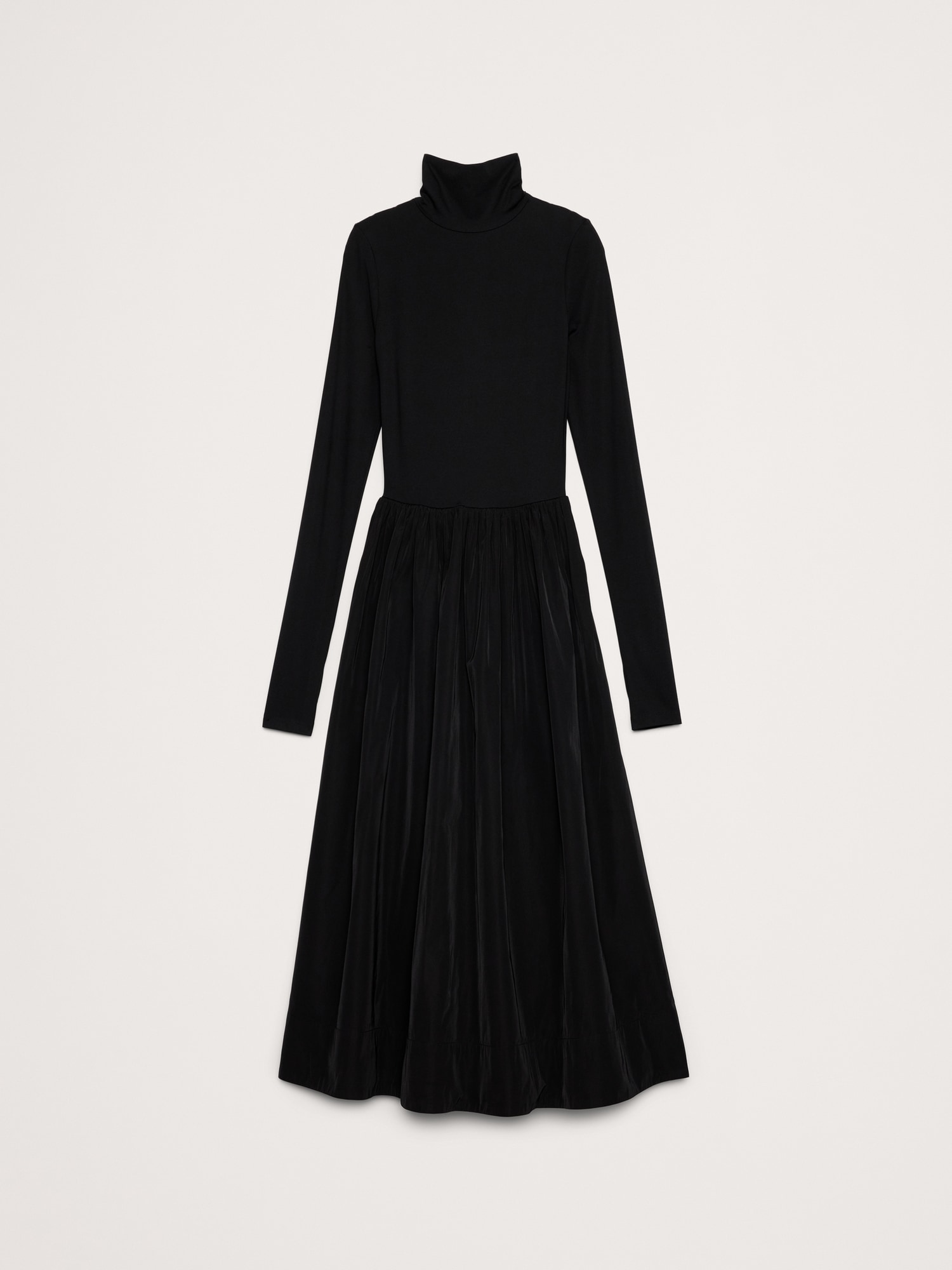 Image number 5 showing, Taffeta Combo Turtleneck Maxi Dress