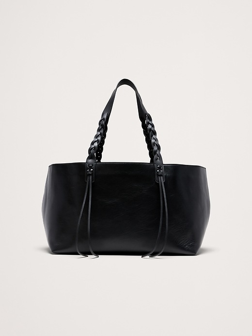 Large Leather East-West Tote | Banana Republic