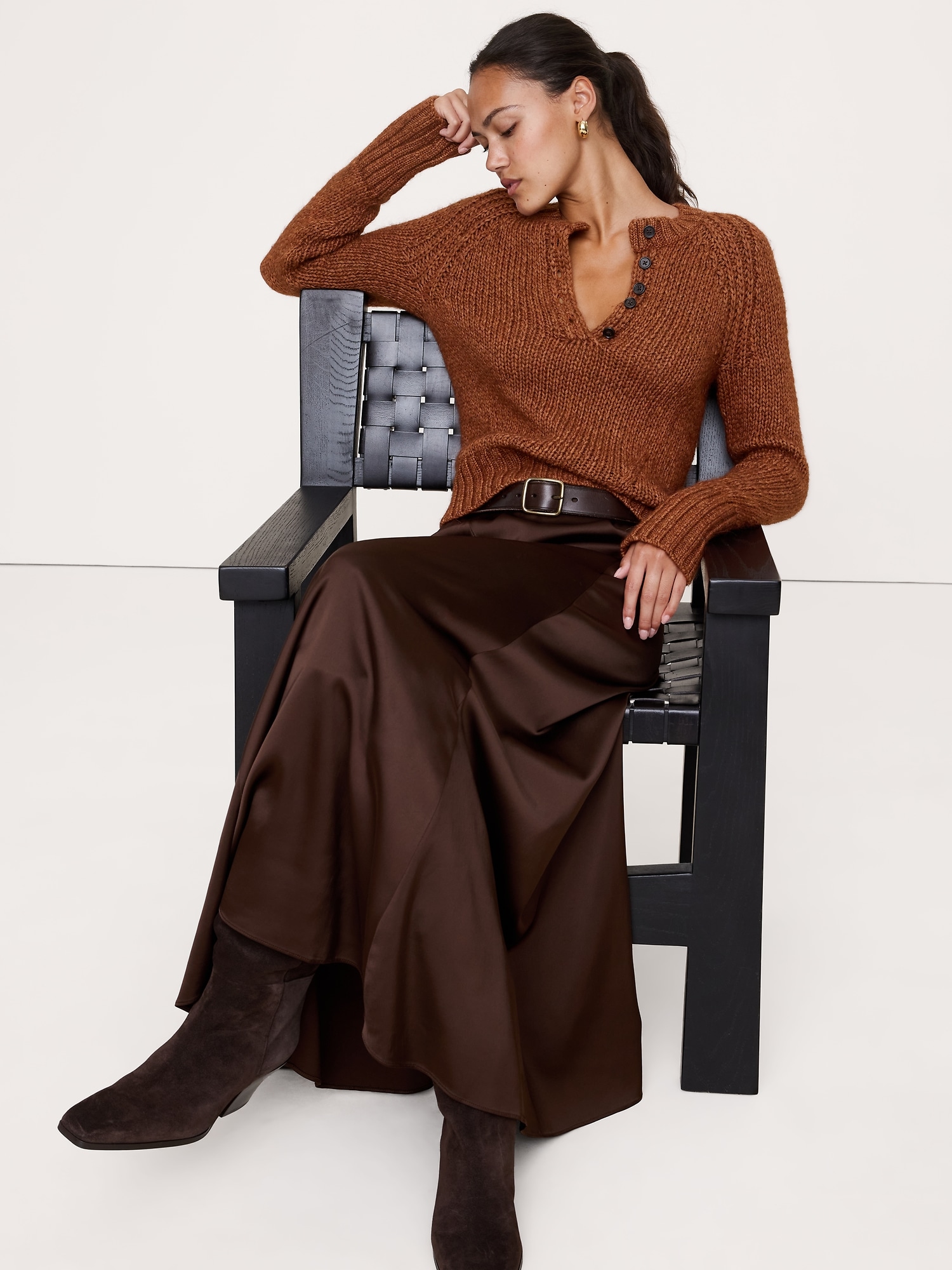 Image number 3 showing, Cotton-Alpaca-Merino Henley Sweater