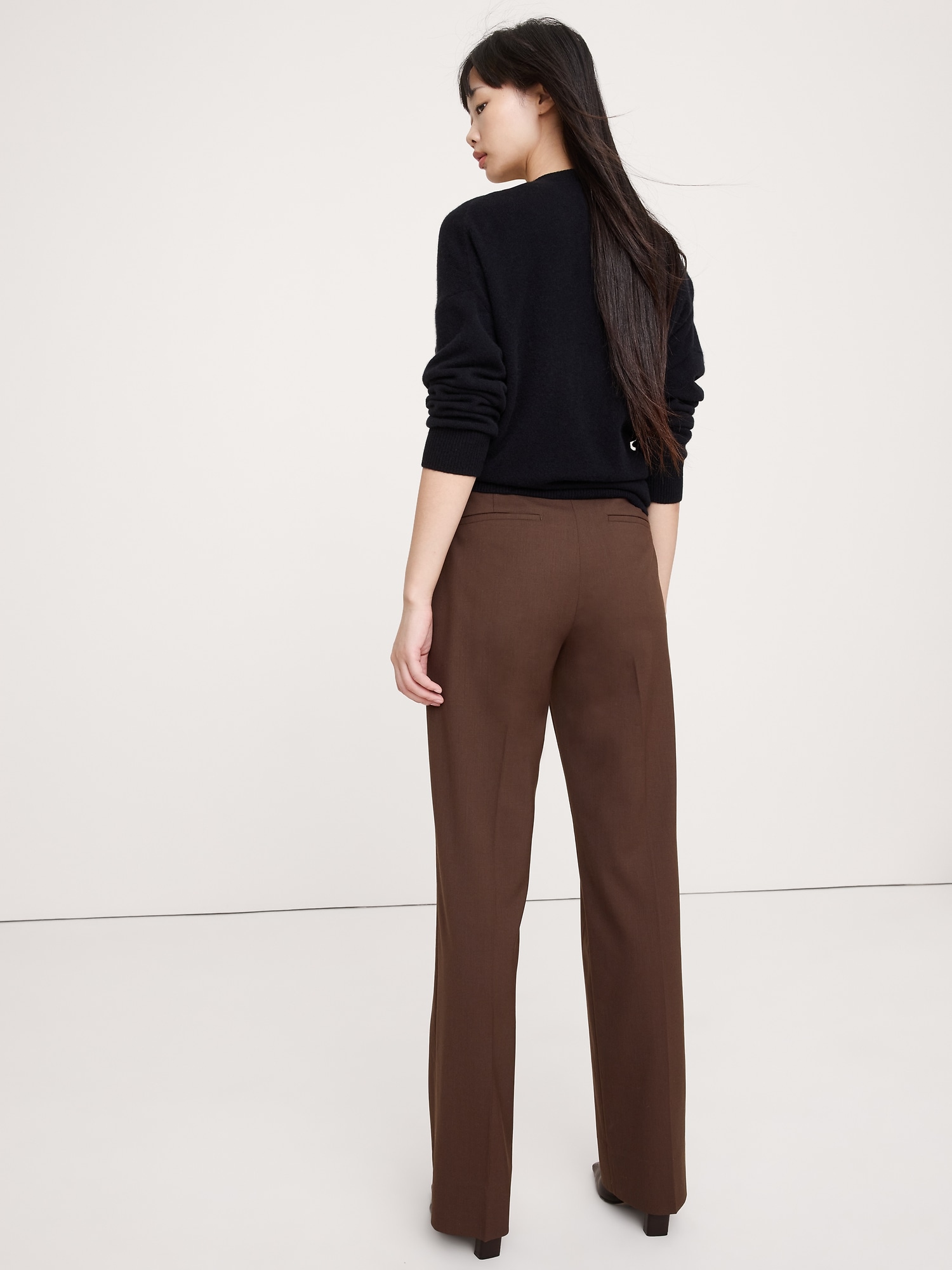 Image number 3 showing, High-Rise Modern Straight Italian Wool Pant