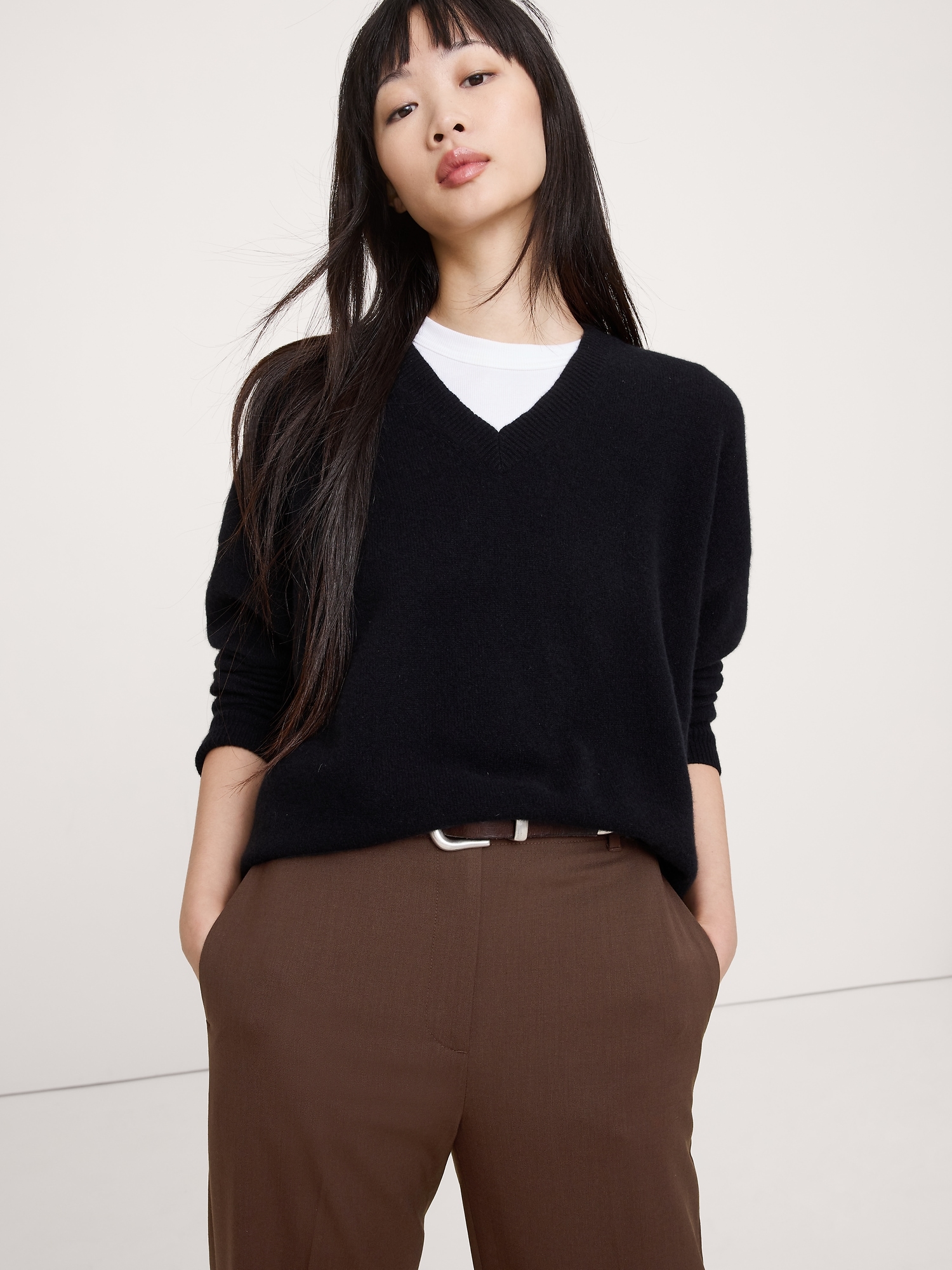 Image number 4 showing, High-Rise Modern Straight Italian Wool Pant