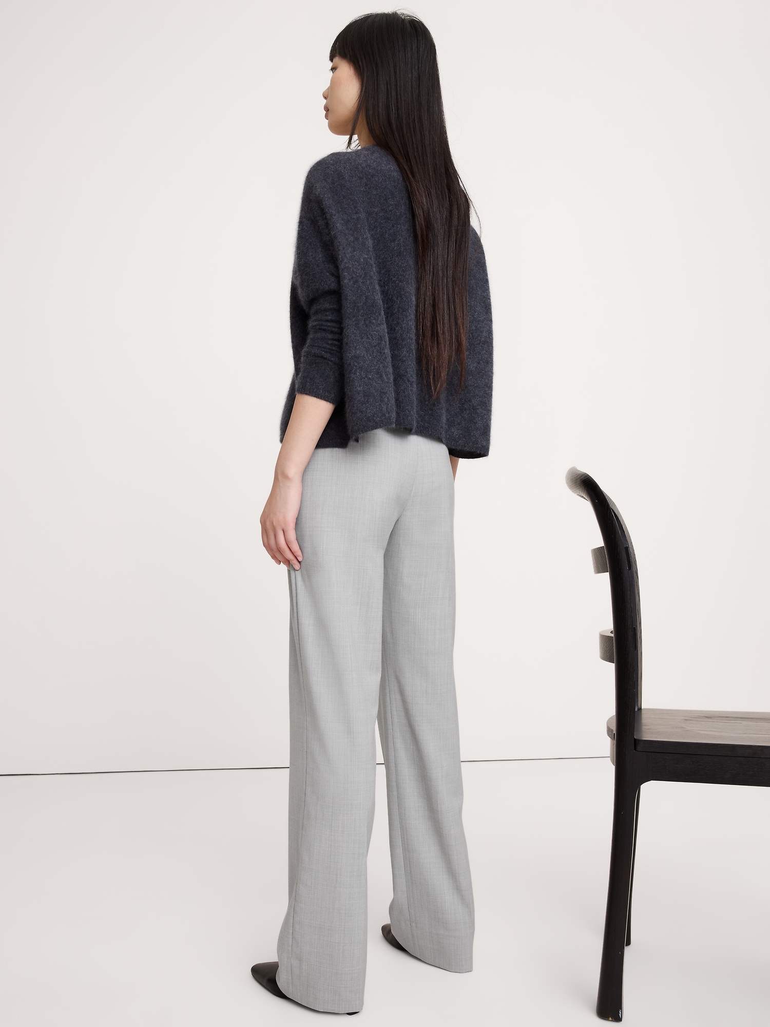 Image number 3 showing, High-Rise Modern Straight Italian Wool Pant