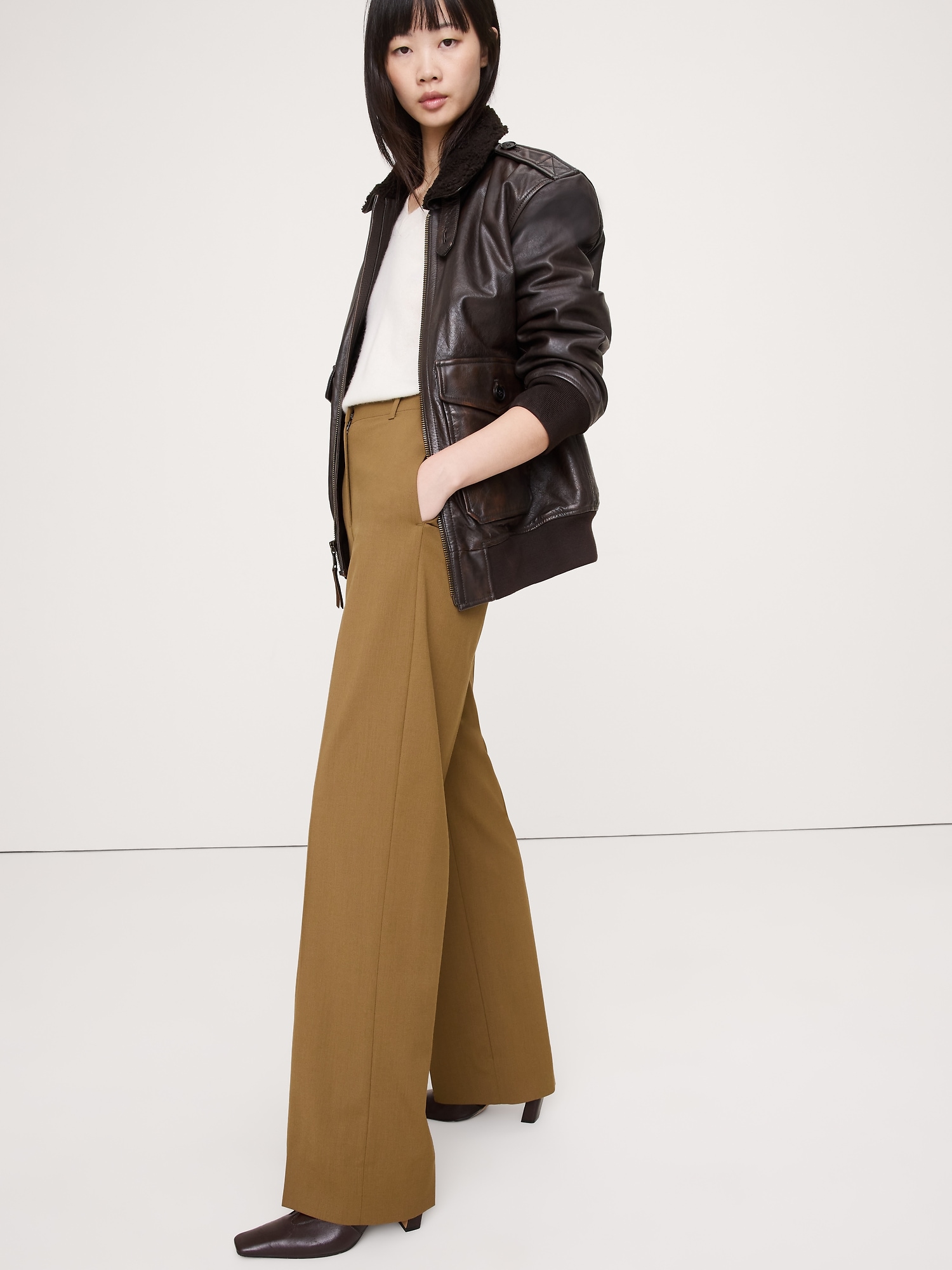 Image number 4 showing, High-Rise Modern Straight Italian Wool Pant
