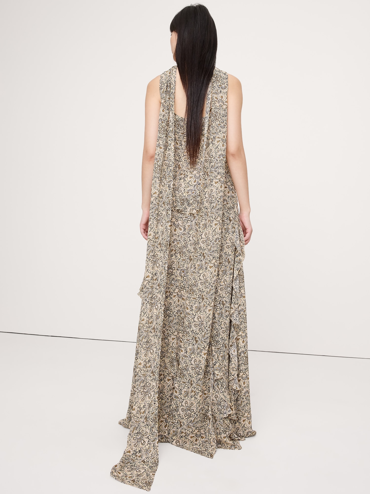 Image number 3 showing, Georgette Ruffle Maxi Dress with Scarf