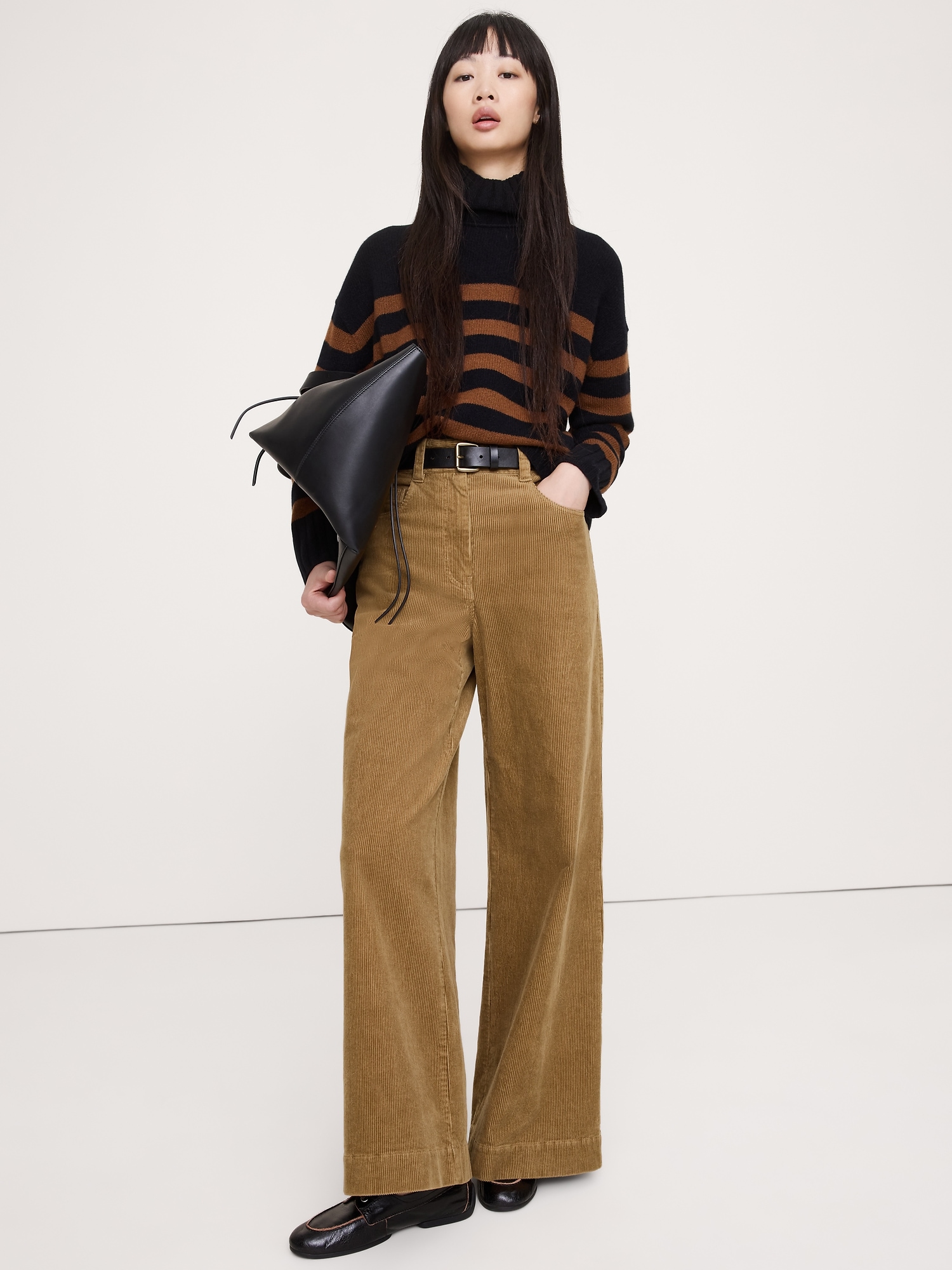 High-Rise Wide-Leg Corduroy Pull-On Pant - Golden Oak