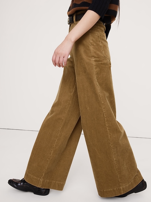 High-Rise Wide-Leg Corduroy Pull-On Pant