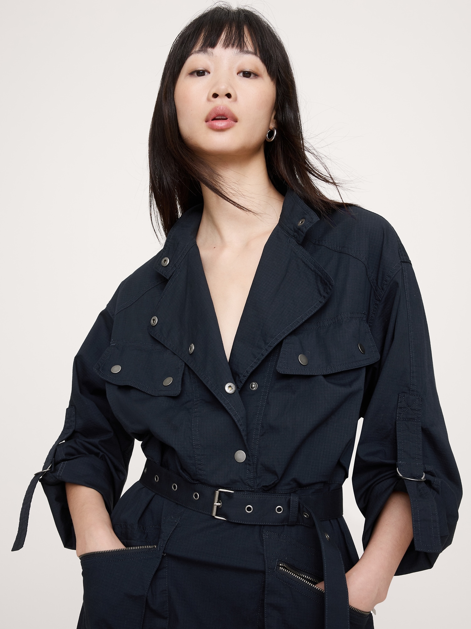 Image number 8 showing, Stretch-Cotton Utility Mini Dress
