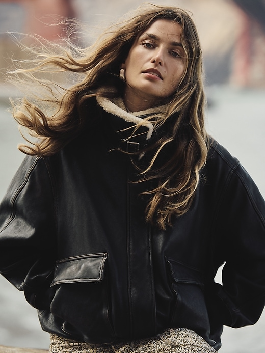 Distressed Leather Flight Jacket | Banana Republic