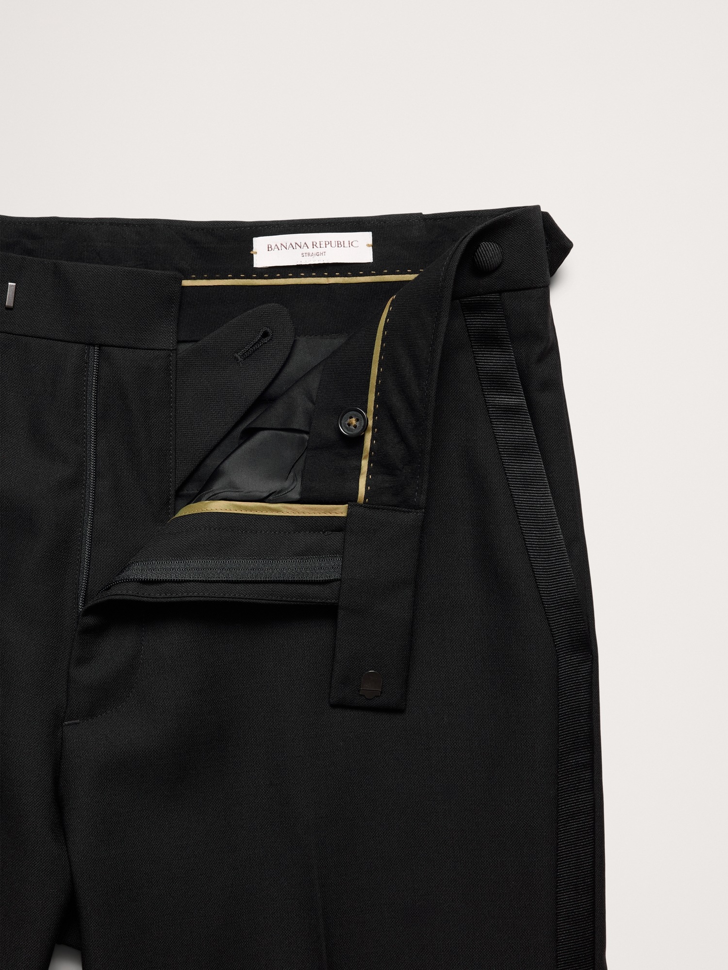 Мужские брюки Banana Republic Straight Italian Barathea Tuxedo Pant, цвет: Чёрный — фото 5