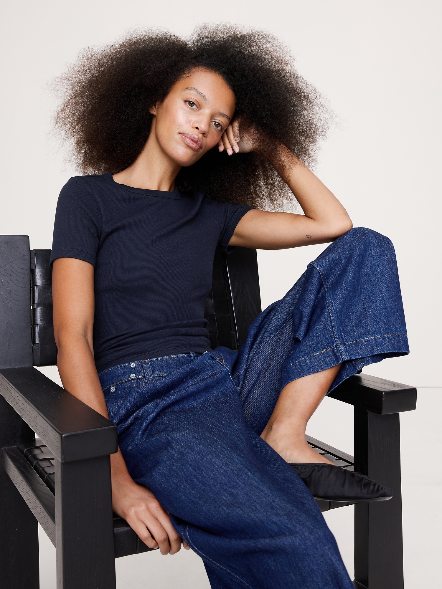 Ribbed Baby T-Shirt - Navy Blue Rib