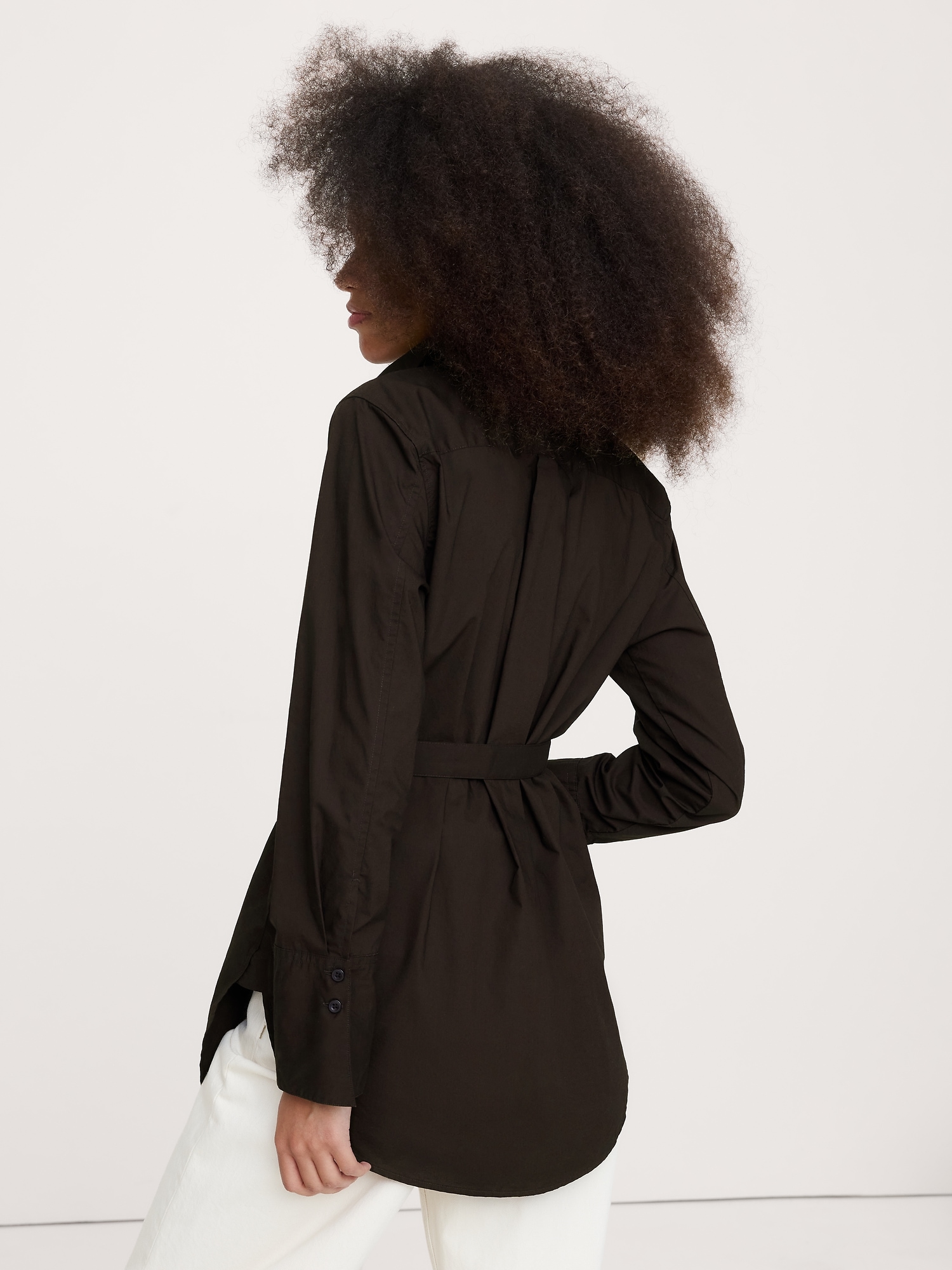 Image number 2 showing, Cotton Poplin Belted Tunic Shirt