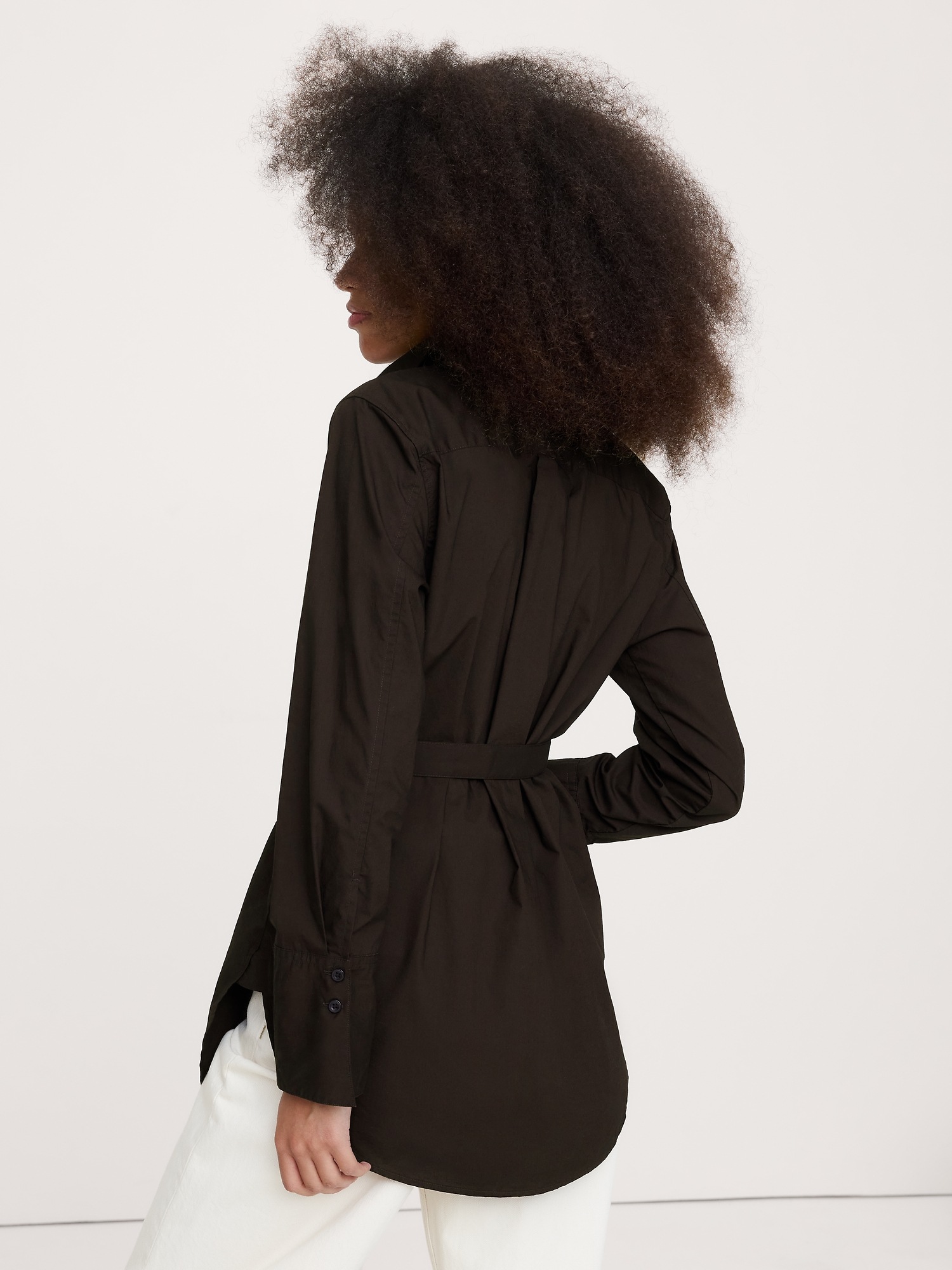 Женская рубашка Banana Republic Cotton Poplin Belted Tunic, цвет: Коричневый — фото 2