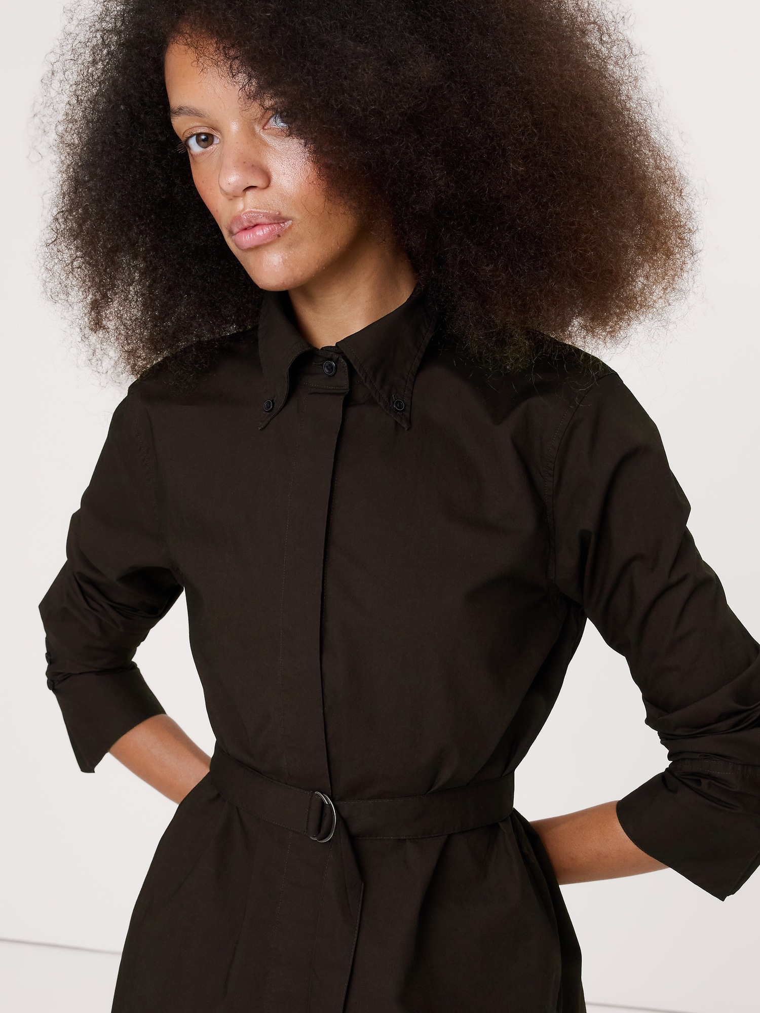 Женская рубашка Banana Republic Cotton Poplin Belted Tunic, цвет: Коричневый — фото 3