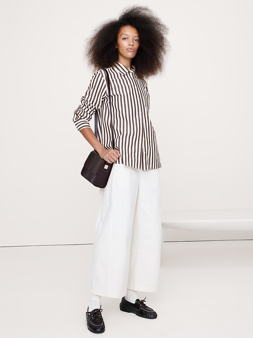Cotton Poplin Belted Tunic Shirt