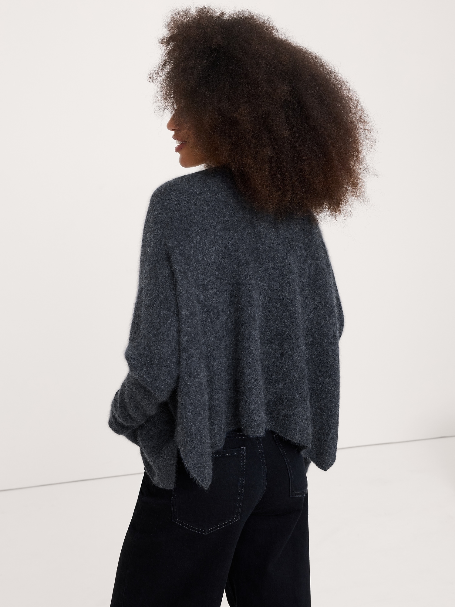 Image number 3 showing, Oversized Lightweight Brushed Cashmere Cardigan