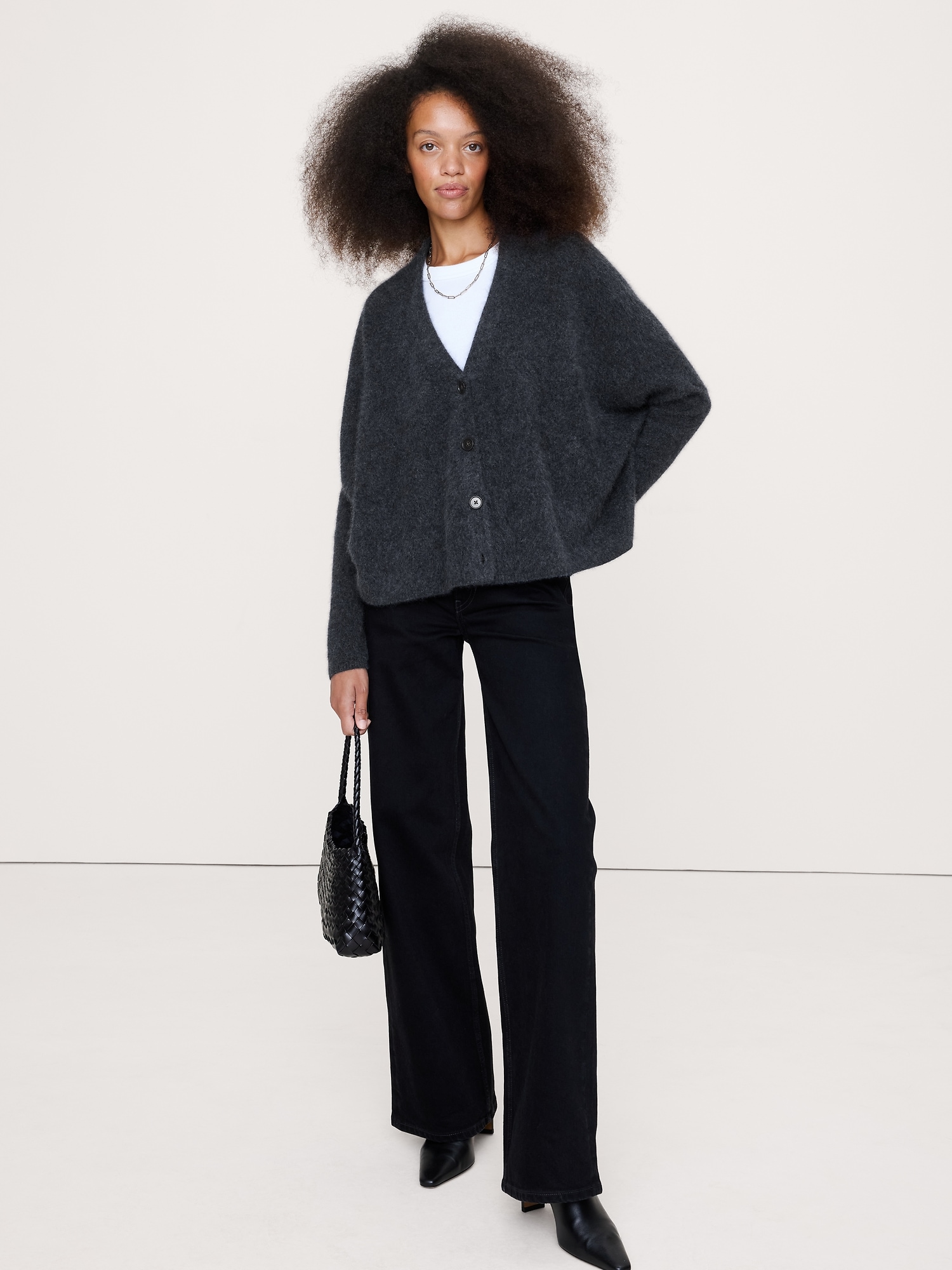 Image number 1 showing, Oversized Lightweight Brushed Cashmere Cardigan