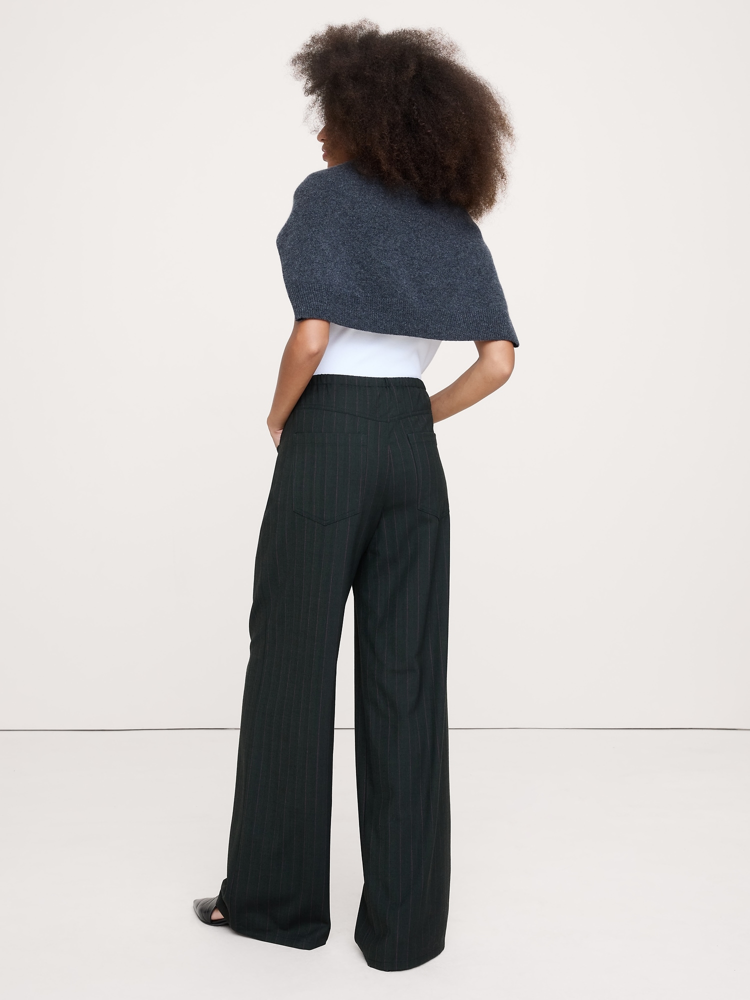Image number 5 showing, Mid-Rise Wide-Leg Wool-Blend Pull-On Pant