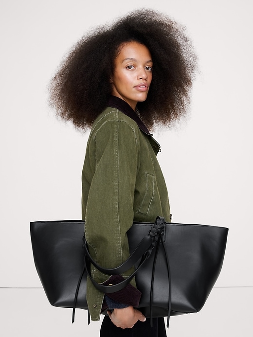 Large Leather East-West Tote