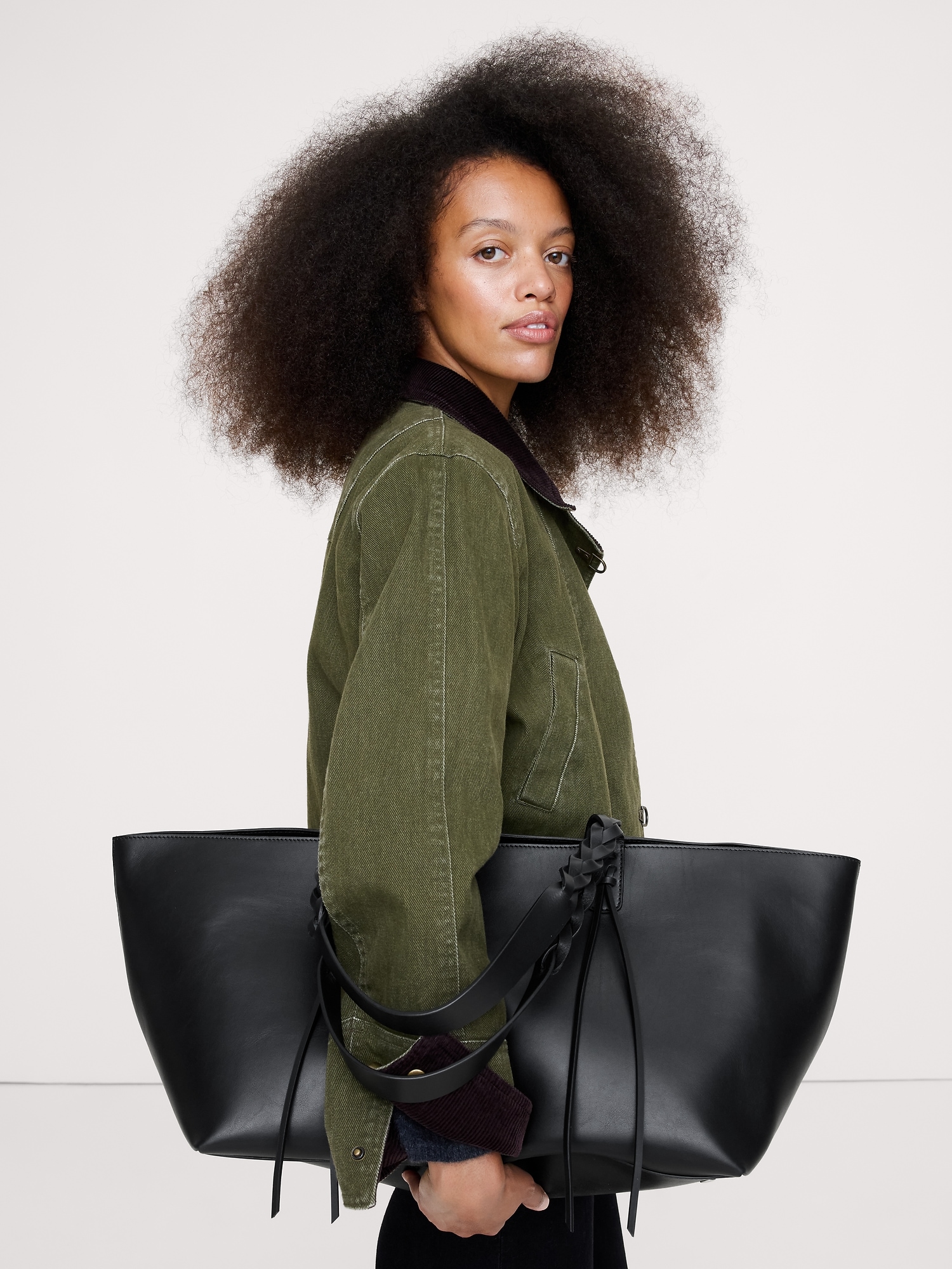 Image number 7 showing, Large Leather East-West Tote