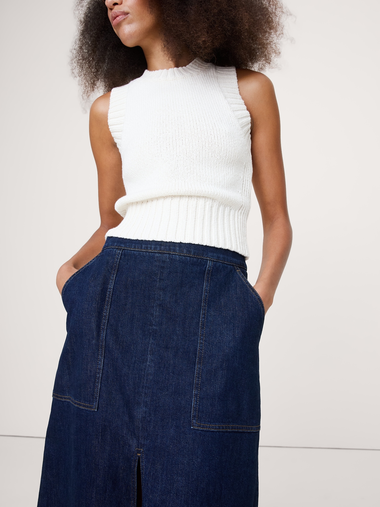 Image number 3 showing, Denim Midi Skirt