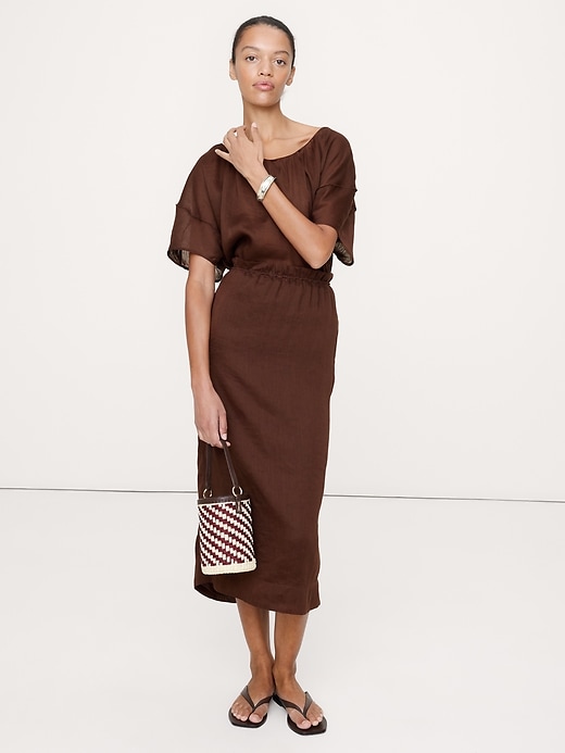 Linen-Viscose Midi Skirt Banana Republic