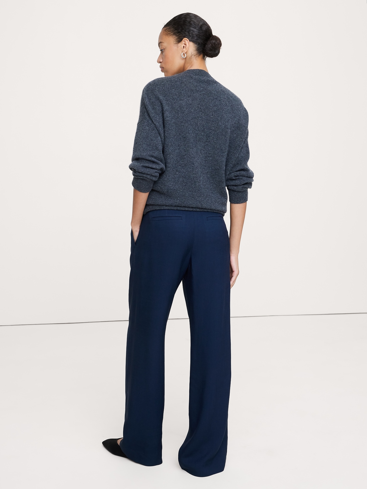Image number 5 showing, Soho Mid-Rise Pleated Wide-Leg Drapey Twill Pant