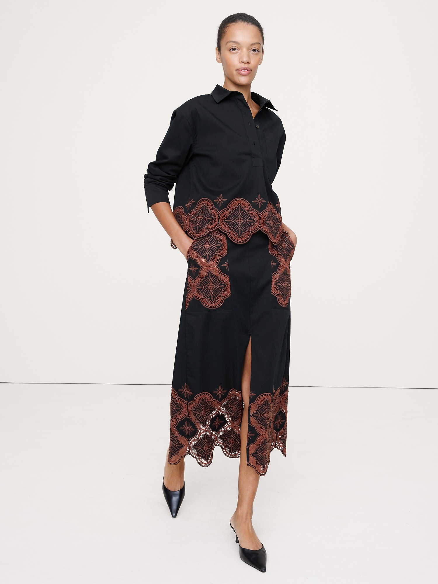 Image number 6 showing, Embroidered Corduroy Midi Skirt