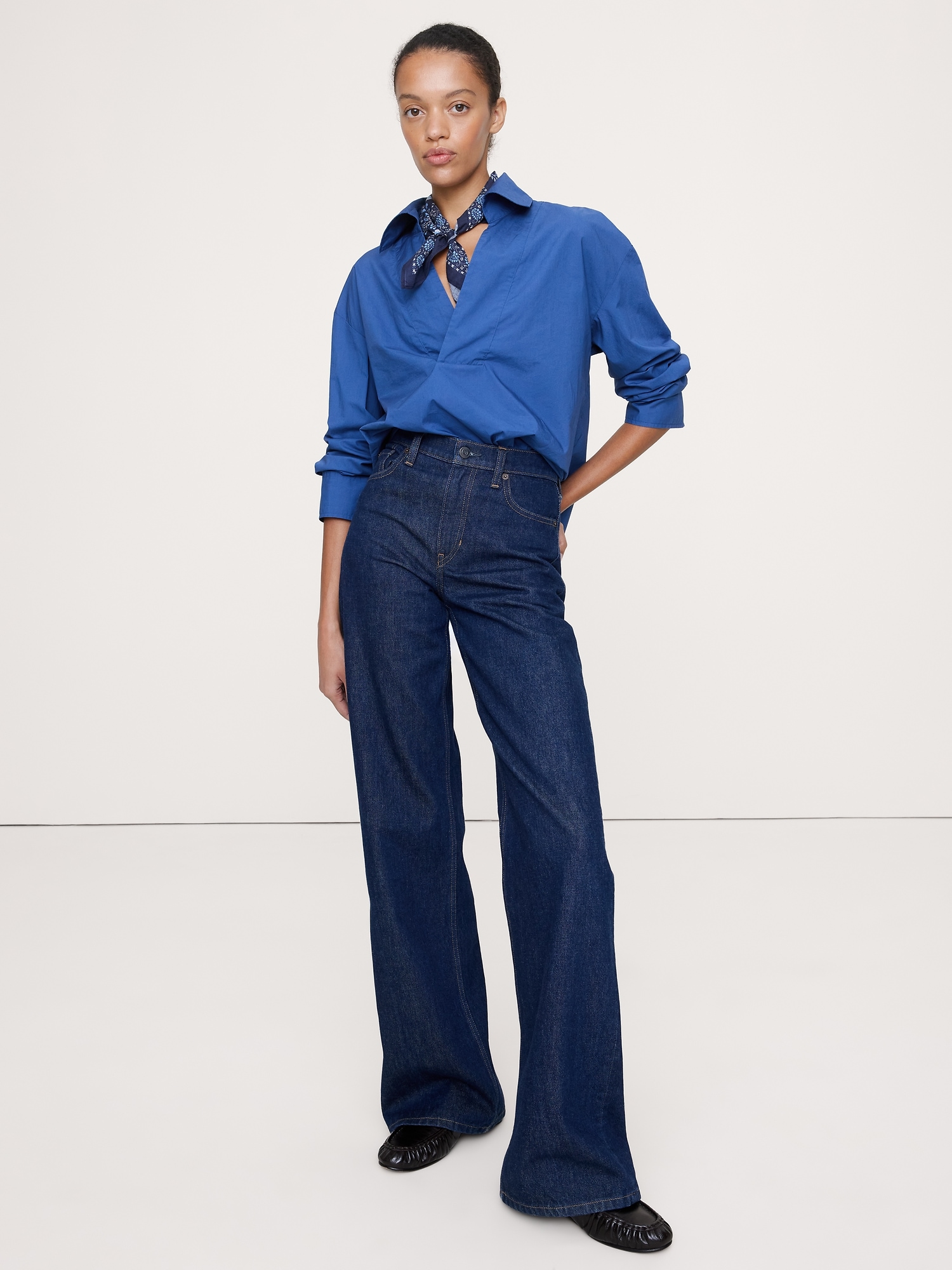 Long-Sleeve Popover Tunic - Night Sail Blue