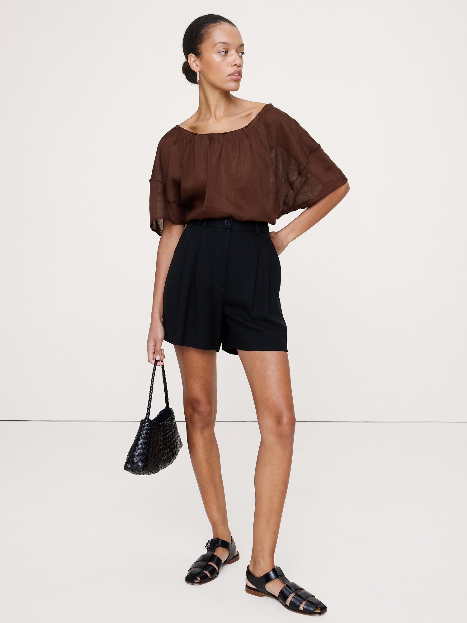Image number 3 showing, Linen-Viscose Puff-Sleeve Top