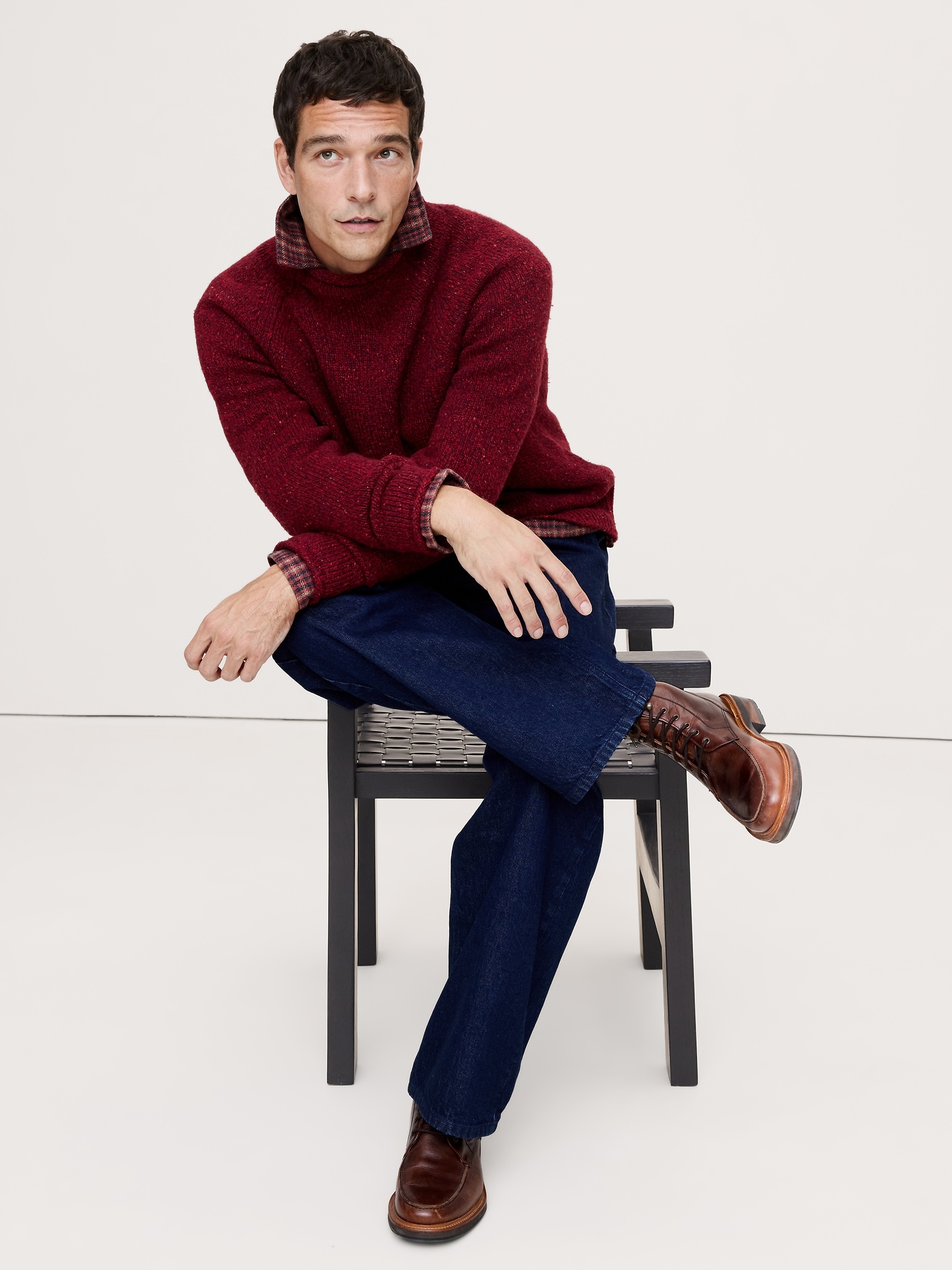 Donegal Roll-Neck Sweater - Pure Red