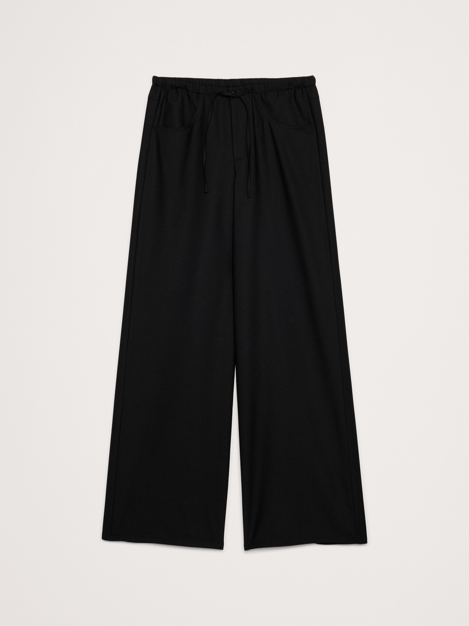 Image number 4 showing, Mid-Rise Wide-Leg Wool-Blend Pull-On Pant