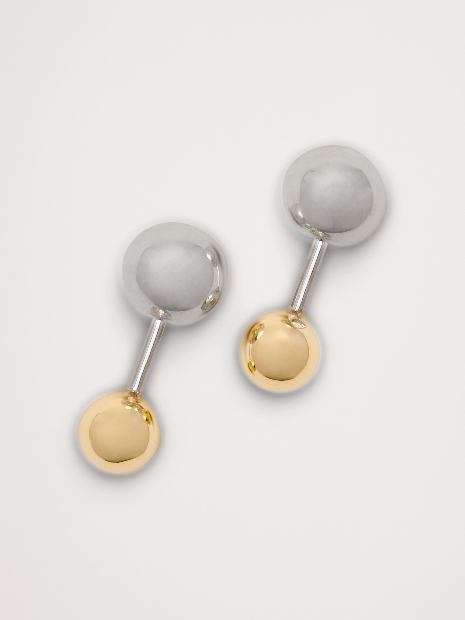 Mixed Metal Stud Earrings - Silver / Gold