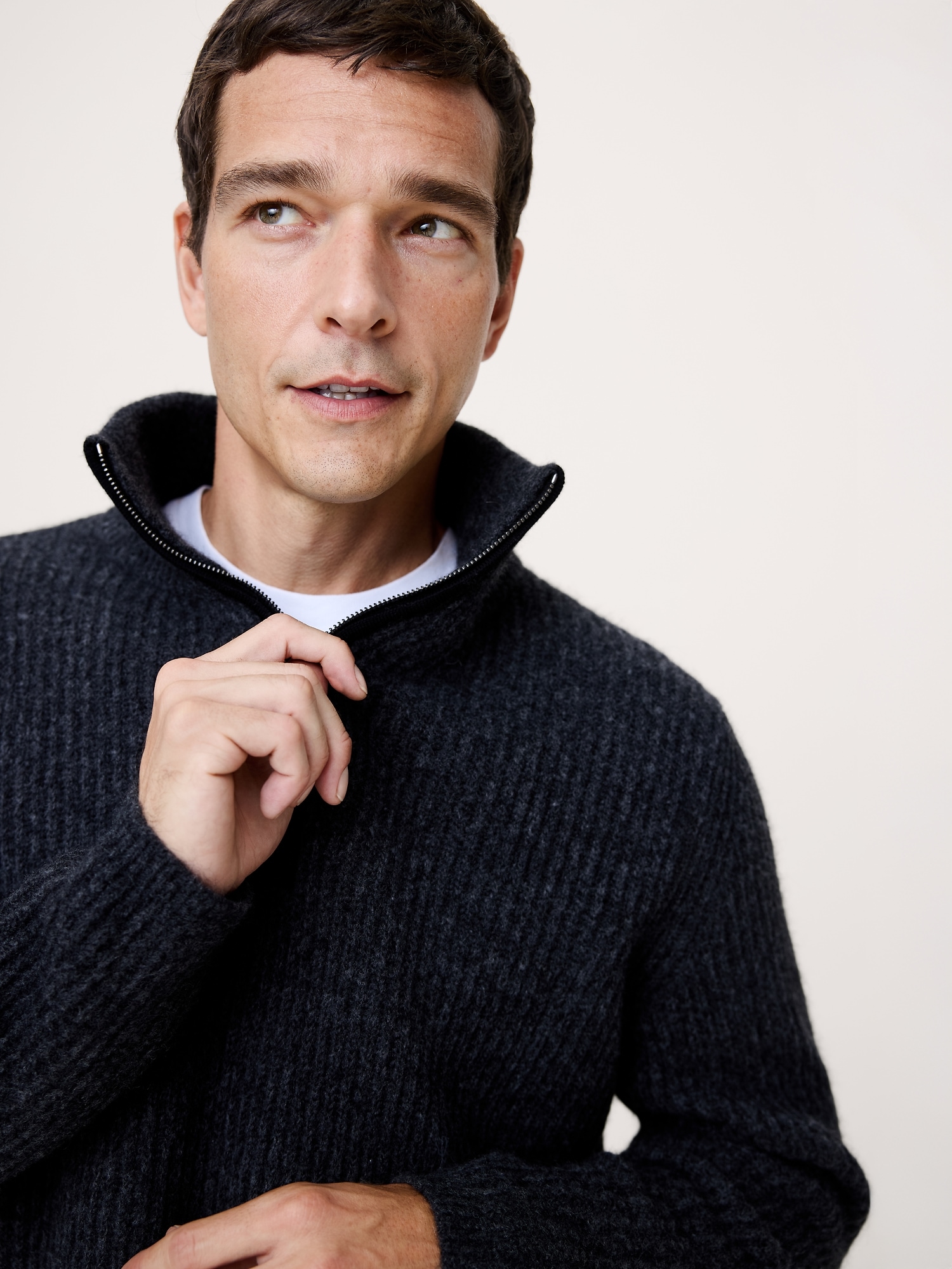 Image number 3 showing, Alpaca-Wool Blend Half-Zip Sweater