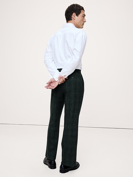 Straight Italian Wool Tweed Suit Pant