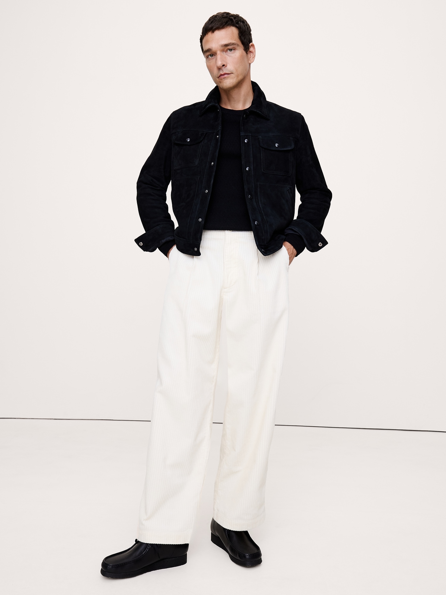 Loose Pleated Corduroy Pant - Off White