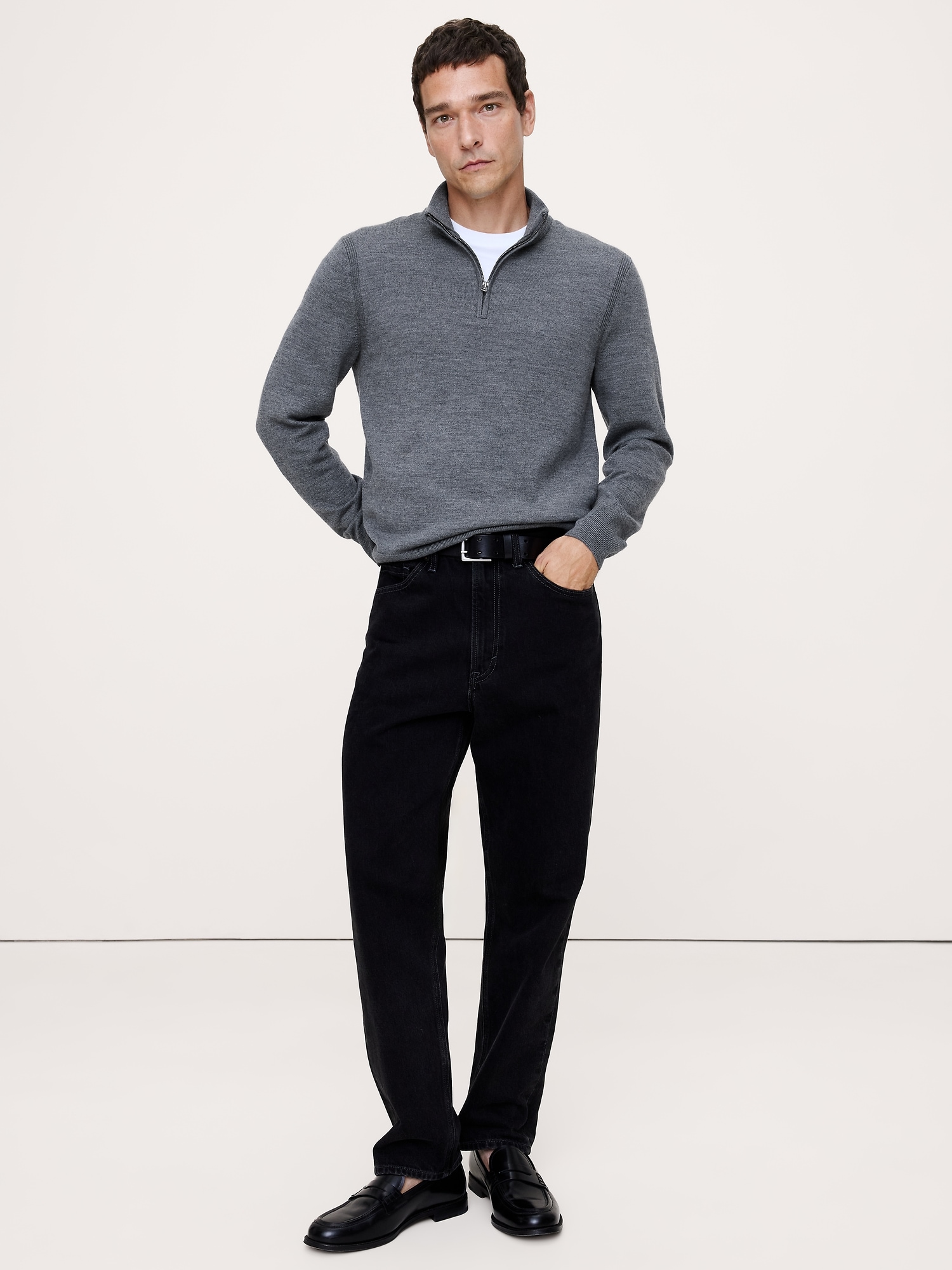 Merino Half-Zip Sweater - Heather Gray