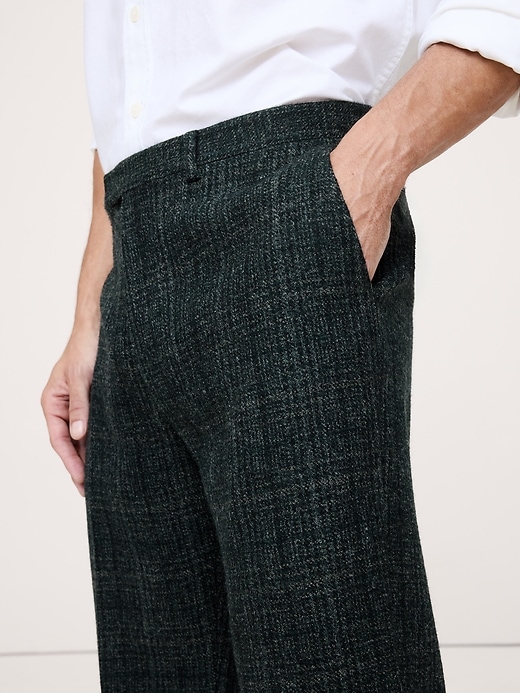 Straight Italian Wool Tweed Suit Pant