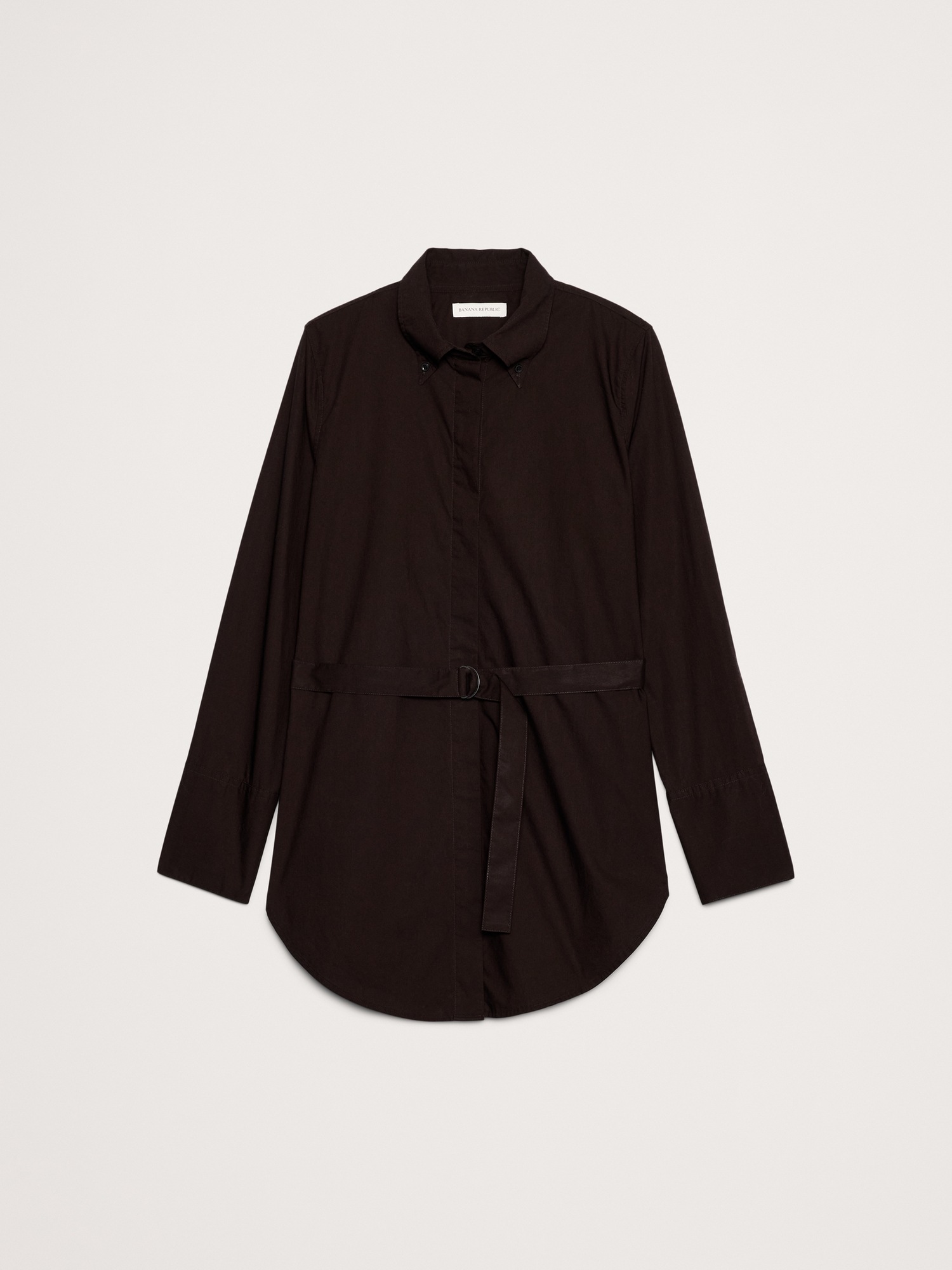 Женская рубашка Banana Republic Cotton Poplin Belted Tunic, цвет: Коричневый — фото 4