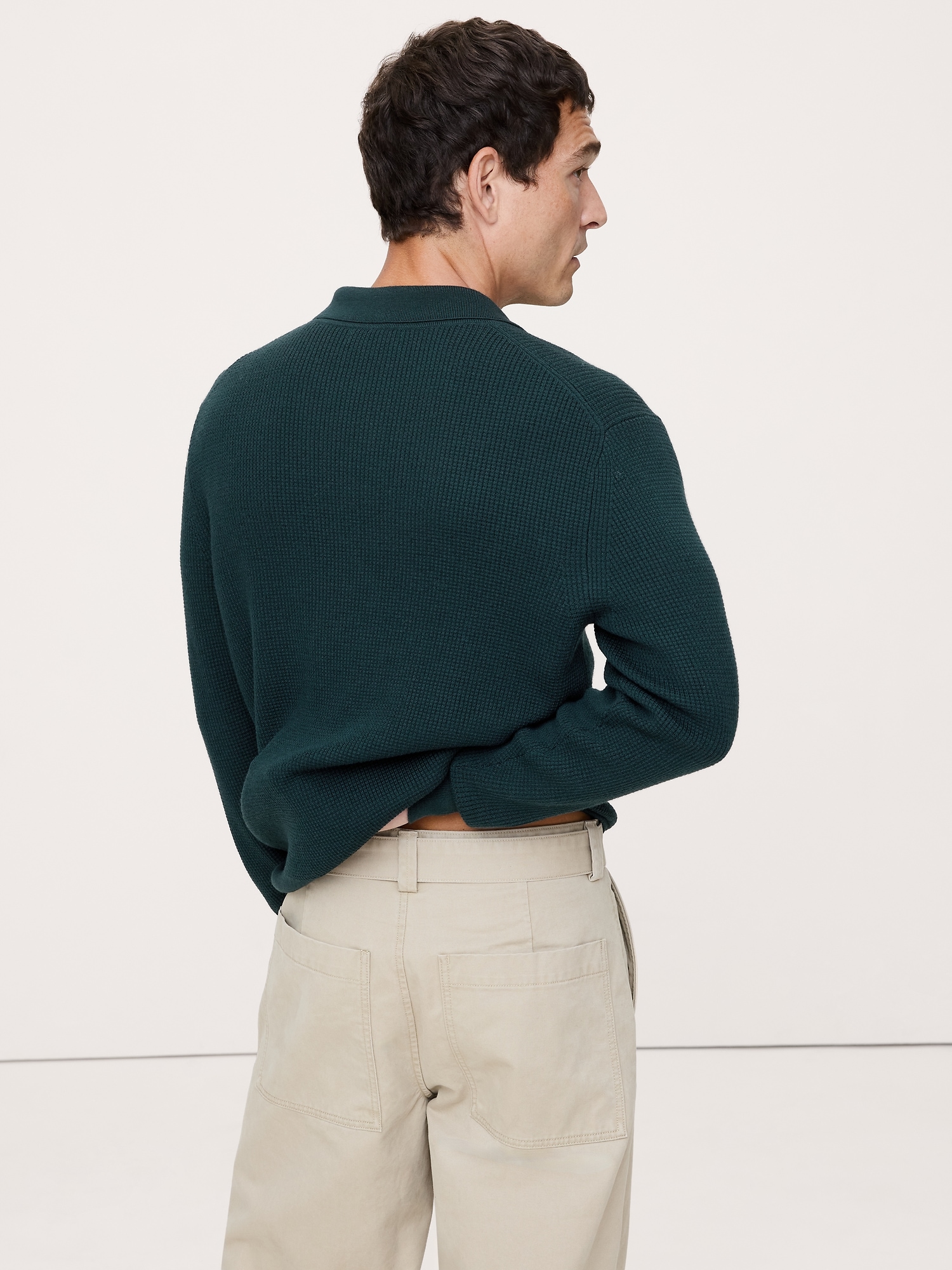 Image number 2 showing, Merino Waffle-Knit Sweater Polo