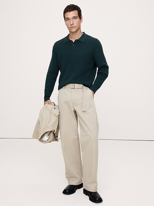 Merino Waffle-Knit Sweater Polo