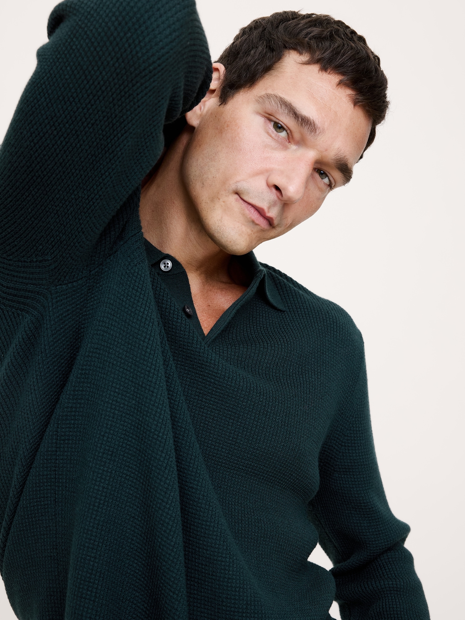Image number 3 showing, Merino Waffle-Knit Sweater Polo