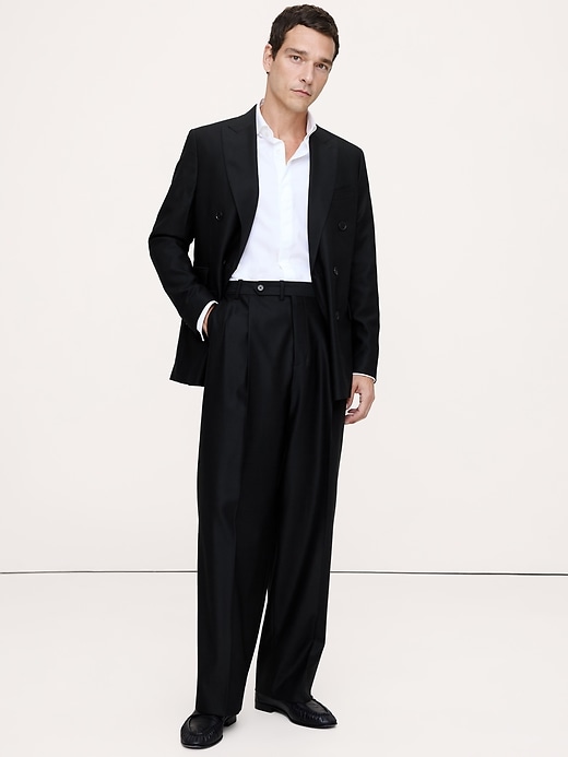 Signature Italian Hopsack Double-Breasted Suit Jacket | Banana