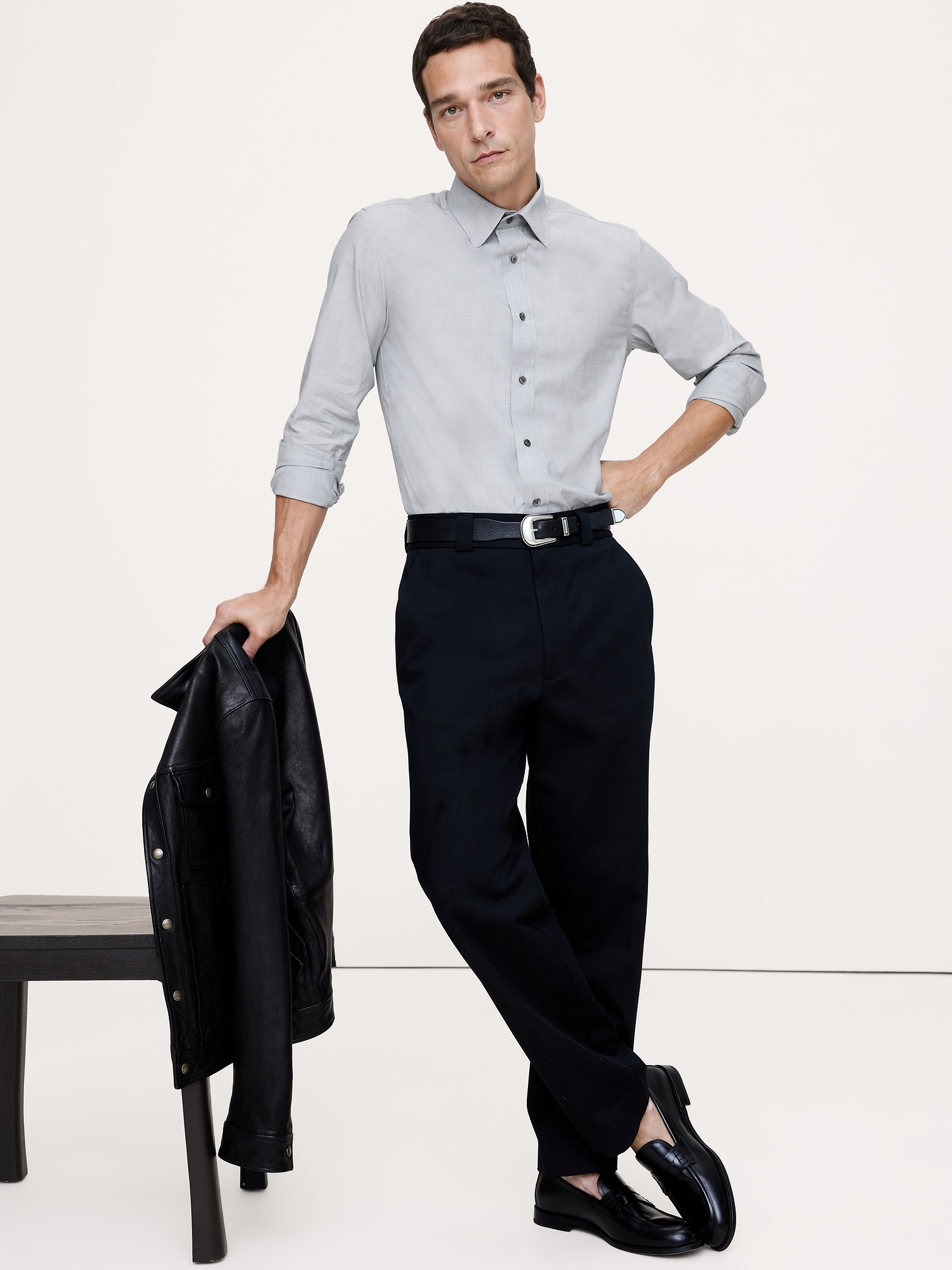 Slim-Fit Wrinkle-Resistant Dress Shirt - Heather Gray