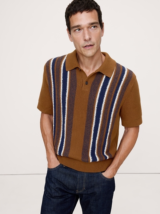 Bouclé Stripe Sweater Polo