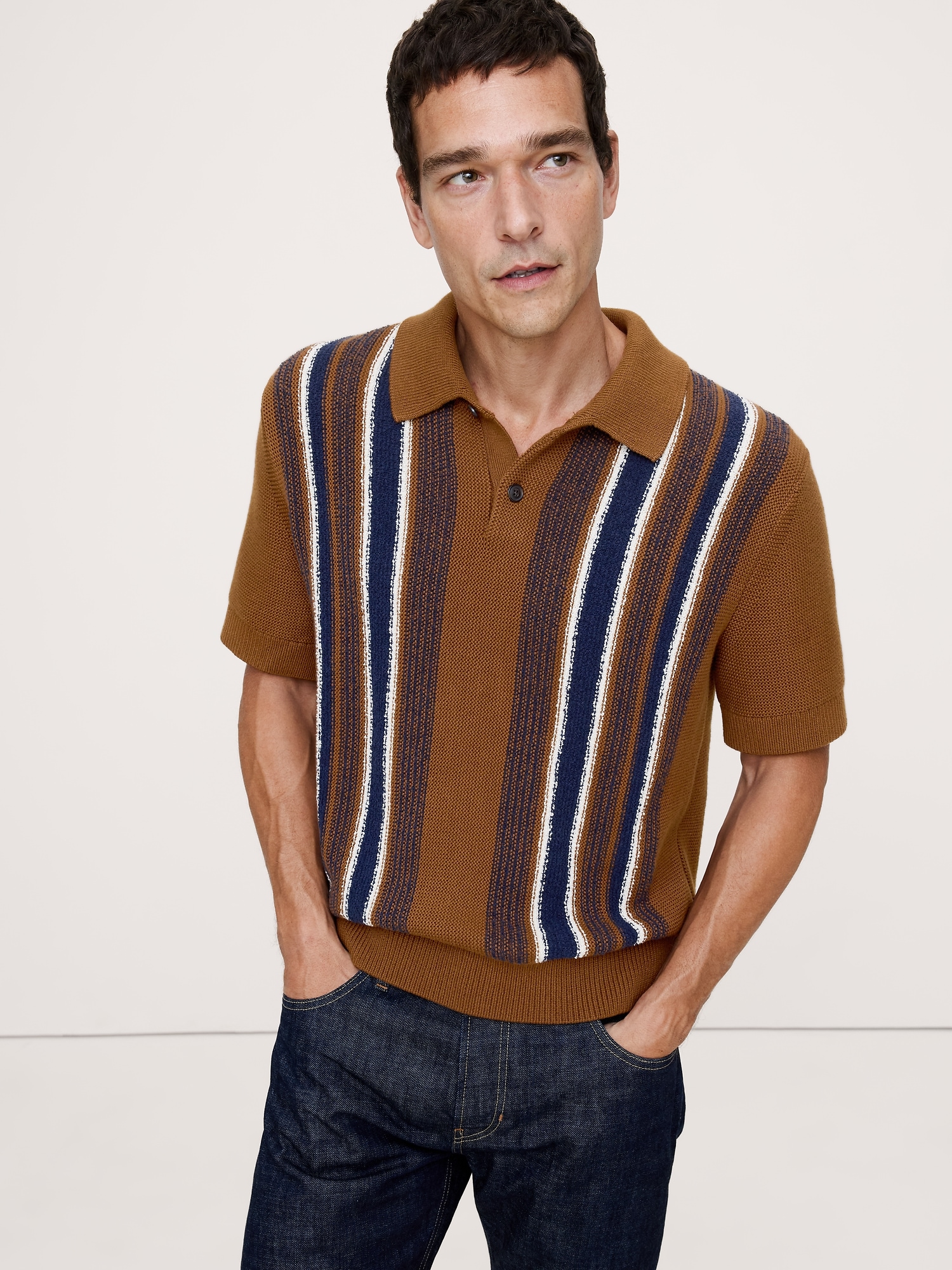 Image number 1 showing, Bouclé Stripe Sweater Polo